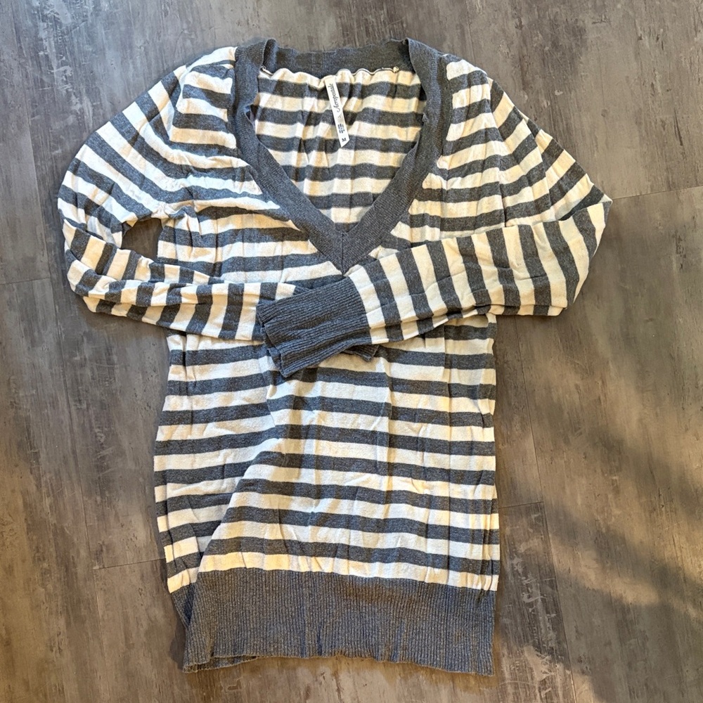 Striped Gray and Cream Women’s Sweater